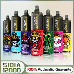 Sidia Puff 12000 Vape jetable Vape 12k E-cigarette RGB lumière 650mah batterie rechargeable 20ml maille bobine vape stylo kit de vapeur feuilletée bar vaper desechable