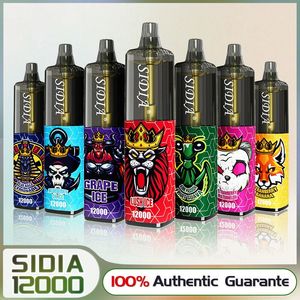 Belastingvrij Sidia bladerdeeg 12000 Vape Wegwerpvape 12k E-sigaret RGB-licht 650 mah Oplaadbare batterij 20 ml mesh-spoel vape-pen dampkit bladerdeegstaaf vaper desechable