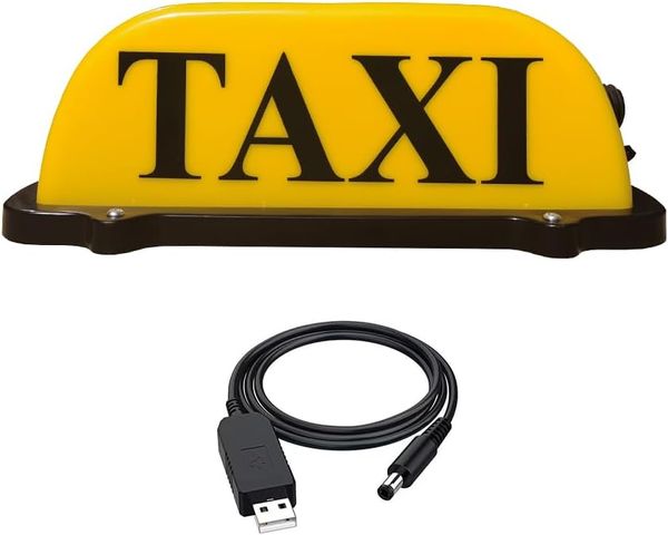 Signe de taxi Lumière, toit de cabine de taxi panneau illuminé, éclairage de taxi étanche scellé avec base magnétique, coque jaune