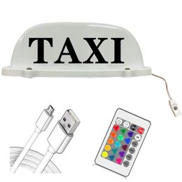 Taxi Sign Logo Cab Top Licht Dakteken USB Oplaadbare batterij 24 Key IR Remote Controller kleurrijk licht met magnetische base waterdichte witte schiet