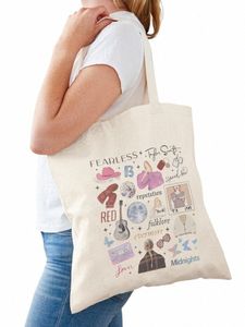 Taylor Swift The Era Tote Bag voor vrouwen herbruikbaar canvas voor Girl Fi Shop Grocery voor vrouwelijke schoudertassen Student X8CW#