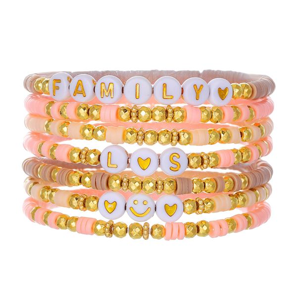 Taylor Swiftie Ensemble de bracelets d'amitié pour femme avec lettre d'amour familiale, fleur, sourire, bleu mauvais yeux, surfeur Heishi, bohème, breloque en perles d'argile, bijoux