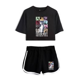 Taylor The Eras Tour 2023 logo Merch Tops Ensemble Deux Pièces Shorts + Joli T-shirt Harajuku Streetwear Fille Ensembles Mode