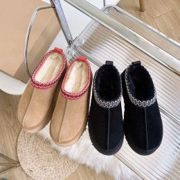 Tazz Ankle Fur Boots Designer Australia Platform Boot Woman Indoor Australian Slipper Bottom Bottom Real Cuir Warm Fluffy