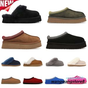 Tazz Slipper lippers Kastanjebont Tasman Slippers Schapenvacht Shearling Klassieke Muiltjes Dames Heren Ultra Mini Platform Laars Slip-on Schoenen Suède Bovenwerk