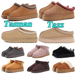 Tazz Slipper Tasman Pantoufles bottes pour femmes ultra mini ugge tasman plateforme noir châtaigne rouge bottes de créateur fourrure graines de moutarde chaussons fourrure moelleuse