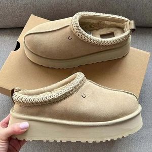 Tazz Slippers Designer Tasman Australië mosterdzaad Kastanjebont Slippers Schapenvacht Klassieke Platformlaars Winter Dames Heren Instappers Suède Bovenwerk Wol Herfst