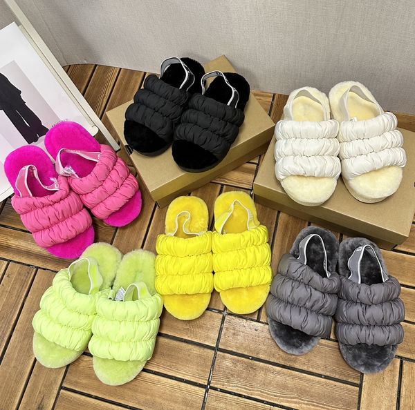 Tazz Pantoufles Designer Femmes Tasman Pantoufle Baskets De Luxe Décoré Flèche Couture Confort En Daim Mélange De Laine Hiver Chaud En Peluche Sandales Chaussure