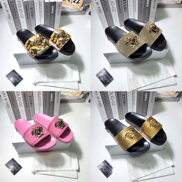 Tazz Summer Palazzo Sandal Slippers Designer Shoe Womens Mens Rubber Sole Sole Place Slide Casual Shoes Gold Sliver Flat Outdoor Sliders Flip Flop Sandale Mobine