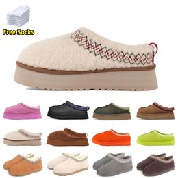 Tazz Dames Laarzen Tasman Slippers Kastanje Bont Schapenvacht Muilezels Vrouw Mannen Ultra Mini Platform Boot Schoenen Suède Bovenwerk Comfort Herfst Winter Enkellaarsjes