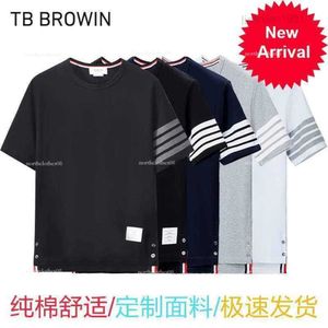 TB Browin Nieuwe T-shirt T-shirt Unisex Summer Trendy Round Round Round Round Garn-Dyed Four Bar Top