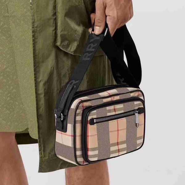 TB Bolsa de cámara Nylon Crossbody Raya Bolsa Totes Hombro Hombres Lujos de mujer Diseñador Moda Cheque y cuero Vintage Clutch Bolsas Bolsos Carteras Cesta de viaje