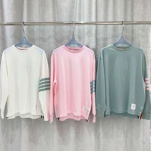 TB Four Bar Couleur solide Coton Round Nou à sweat à capuche à manches longues pour femmes T-shirt décontracté top 23SS