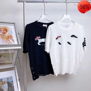 TB PUPPY JACQUARD BREEDSHEID SOMMIGE MEEVEN Summer Classic Casual Academy T-Shirt Simple and Age Reducing