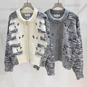 TB Puppy Zipper Round Nou Broidered Tricoted Tricoted Long Sleeve Cardigan College Style Small Fresh and Sweet
