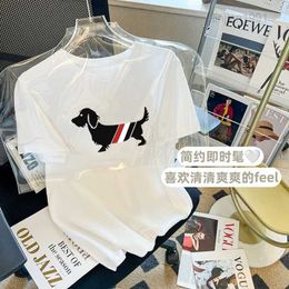 TB Sausage Dog White Letter Trendy Brand Gedrukte korte mouwen T-shirt Dames 2023 Zomer Dunne nieuwe losse top Instagram Spring