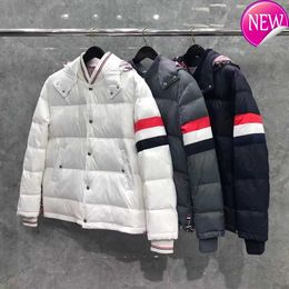 TB Tom Winter Sleeve gauche Red White Blue Bars Down Unisexe Casual and Polydulle Warm Down Veste