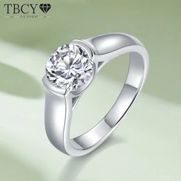 TBCYD 2CT D couleur anneaux pour femme S925 argent rond brillant diamant Solitaire fiançailles alliance bijoux cadeaux 240402