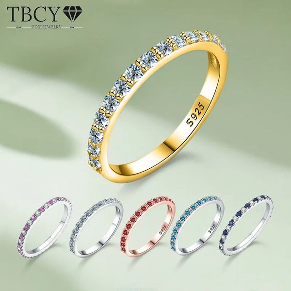 TBCYD 2 mm D Color Widding Band Ring 925 STERLING Silver 18K Gold Plated Band Engagement Anneaux Gift en gros 240524