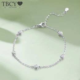 TBcyd 3 mm 0,5cttw D Color VVS1 Bracelet pour femmes 925 Silver Silver Diamond Round Bubble Chain de main Bijoux Gift 240515