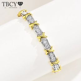 TBCYD 3mm Bracelets de diamant à haute teneur en carbone Bracelets pour femmes S925 argent XO rangée de diamants Bracelets bicolores bijoux de chaîne à main 240305