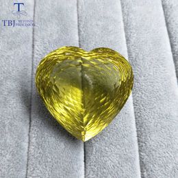 TBJ, natuurlijke citroen quartz 196.85CT Big Heart Shape in Bird Nest Snijden, druppelende losse edelsteen voor gouden sieraden H1015