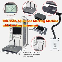 TBK 958A – Machine de marquage et gravure avec séparateur Laser, mise au point automatique, séparation du support de cadre de téléphone portable avec dispositif de fumage
