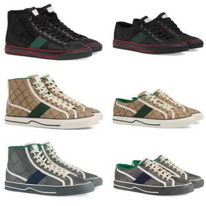 TBTGOL Men Grid High Top Sneakers 1977 Chaussures designer Femmes Femmes Green Red Stripe Canvas Canvas Off the Runner Trainers Rubber Sole Shoe High Quality With Box NO414