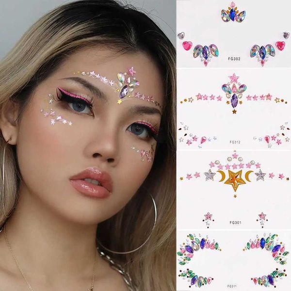 TC1Q Tattoo Transfert 3D Sexy Face Tattoo Stickers Face Decoration Tattoos temporaire Tatouage Faux Tattoo Rhinage pour femme Face Face Bijoux Tatoo 240426