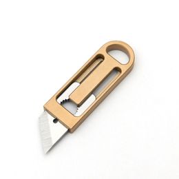 TC4 Titanium Messing Mini Mes Tanto Blade EDC Tool Papieren Cutter Survival Sleutelhanger Hanger