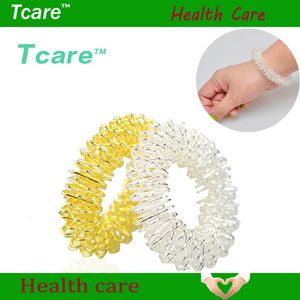 Tcare 2 Pcs / Lot Argent Corps Massage Fournitures Relaxation En Acier Inoxydable Poignet Main Masseur Anneau Acupuncture Bracelet Soins De Santé C18122801