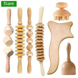 TCARE 7PCS/SET Wood Therapy Massage Gua Sha Sha Tools, Maderoterapia Colombiana, Lymphather Drainage Massager Roller Therapy Cup 220512