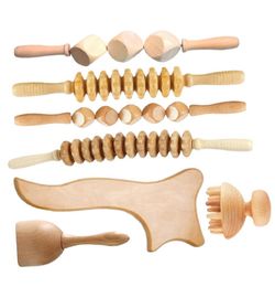 TCARE 7PCSSet Wood Therapy Massage Gua Sha Tool Maderoterapia Colombiana Lymfatische drainage Massager Roller Therapy Cup 220512763811555