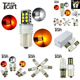 TCART 2pcs Bulbo automático blanco+rojo+luces de freno de LED amarillo Luz de giro 1156 2835 15SMD CAR ACCESORIO