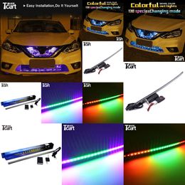 TCART Inmilador de ingesta Dinámica LED RGB 7Color Lights para Nissan Kicks Micra K11 K12 Sunny Sentra B17 Accesorios de automóviles 2017 2018 2019