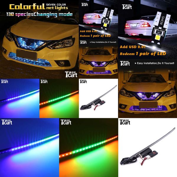 Tcart Engrake Grille LED dinámico RGB 7Color Lights para Nissan Qashqai J11 X Trail Juke Pathfinder Almera N16 Terrano Accesorios