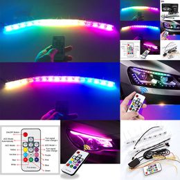 TCART LED -auto Flexibele RGB DRL afstandsbediening kleurrijke koplampstrook versieren lamp voor kia rio ceed soul sortage aaccessories