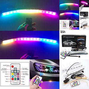 TCART RGB LED Daytime Running Lamps DRL Remote Remote Ligar Light Strip para Audi TT 2 8J 2006-2014 ACCESORIA DE CAR