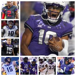 TCU Horned Frogs 15 Maillots de football Grant Tisdale NCAA College 17 Trent Battle 23 Derrick Carroll 0 Cam Cook 13 Jaylon Robinson Russell Hommes Femmes Jeunes tous cousus