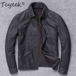 Tcyeek Streetwear 100% naturel veste en cuir véritable hommes automne printemps vêtements 2020 moto motard véritable manteau en peau de mouton vestes LJ201029