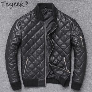 TCEOWS Streetwear Winter Herfst 100% Echt Lederen Jas Moto Moto Biker Natural Sheepskin Coat Mens Lederen Jassen 1988 LJ201029