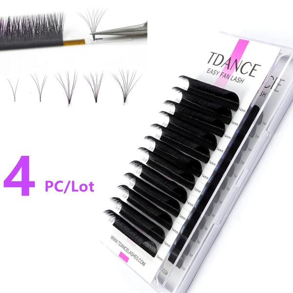 TDANCE 4 plateaux/Lot Easy Fan Bloom Extension de faux cils rapide auto-fabrication Volume cils 10D floraison automatique maquillage cils 240301