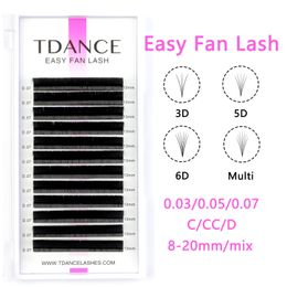 Extensiones de pestañas TDANCE Easy fanning Fast Fan Blooming, pestañas individuales, volumen de floración automático de alta calidad 231226