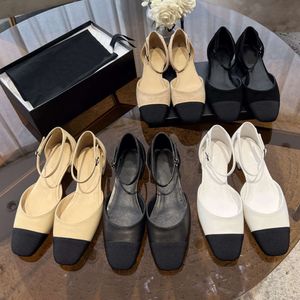 TDress Schoenen Dames Loafer Blokhak Pumps Muiltjes 100% echt leer Dermal zool luxe designer schoenen met doos Stofzak zomer Mary Jane Met Slot MAAT 35-41 ICON Ballet