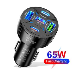 TE-P50 65W Charger de voiture à chargement rapide 5 ports de charge multiples matériaux de protection portable Universal Car Phone Chargers