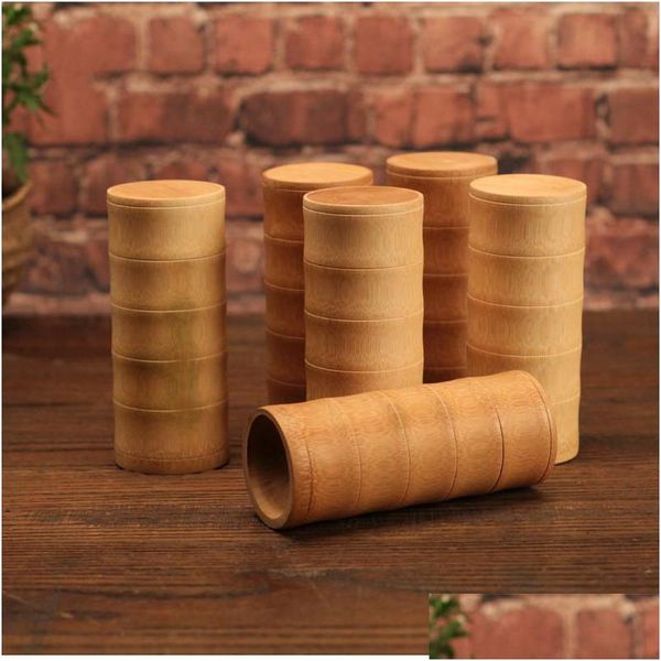 Caddies à thé 2 styles boîte de tube en bambou naturel hermétique grand pot de stockage de conteneur avec couvercle en gros Lx4700 livraison directe à domicile Garde Dhhbt