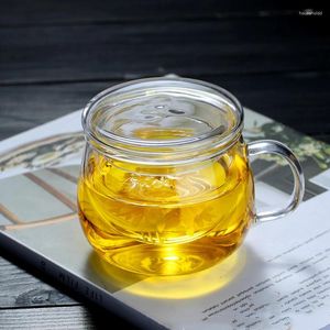 Tasses à thé 1 pc Verre de borosilicate haut avec passoire et couvercle parfait pour la fête à domicile 350 ml / 11,8 oz