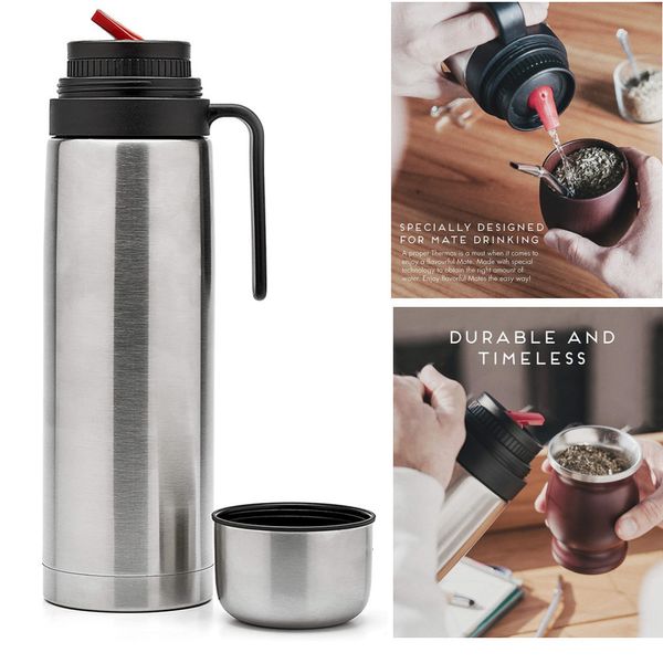 Tasses à thé Thermos 1000ML pour maté isolé sous vide avec double paroi en acier inoxydable Un flacon gratuit spécialement conçu Mate Gourd 230901