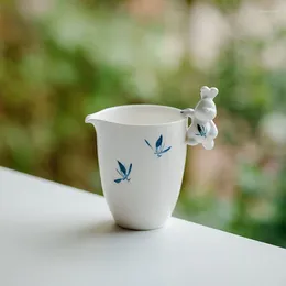 Tasses à thé en céramique, orchidée papillon Pure peinte à la main de 200ml, tasse de Justice, pendentif uniforme, accessoires de cérémonie Chahai