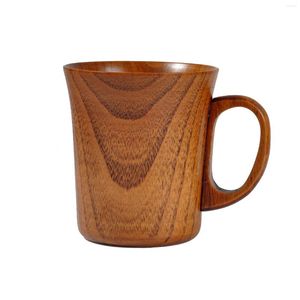 Tasses à thé 280ml tasse en bois couleur du journal avec poignée à la main en bois naturel café bière jus lait tasse pour les outils de boisson de bureau à domicile